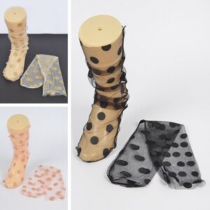 35R. Mesh Glitter Polka Dot Socks